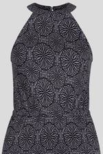 Tiles Print Halter Neck Midi Jersey Dress