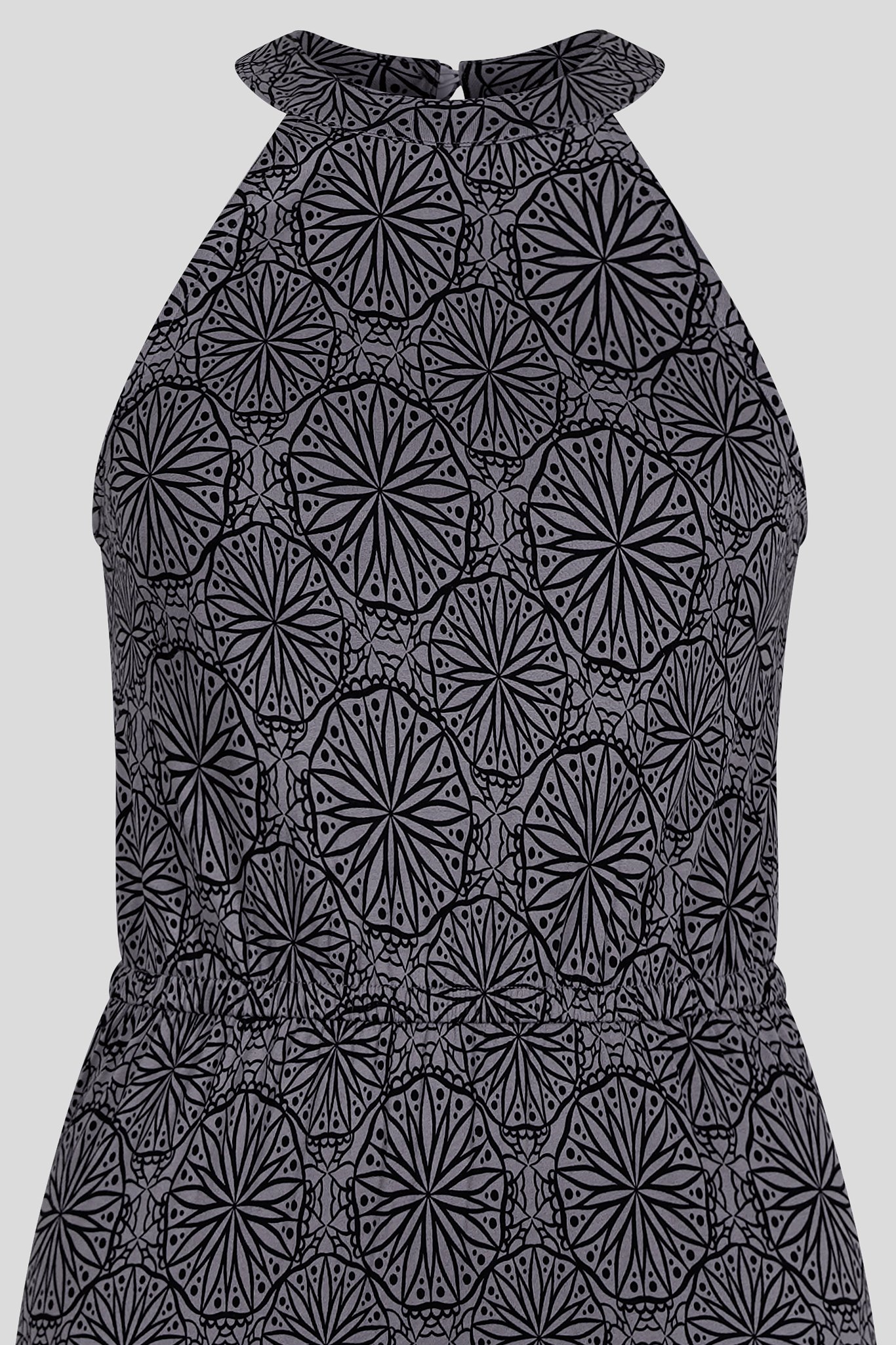 Tiles Print Halter Neck Midi Jersey Dress