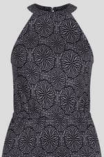 Tiles Print Halter Neck Midi Jersey Dress