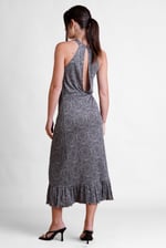 Tiles Print Halter Neck Midi Jersey Dress