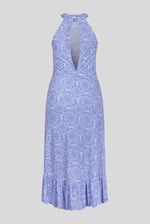 Tiles Print Halter Neck Midi Jersey Dress