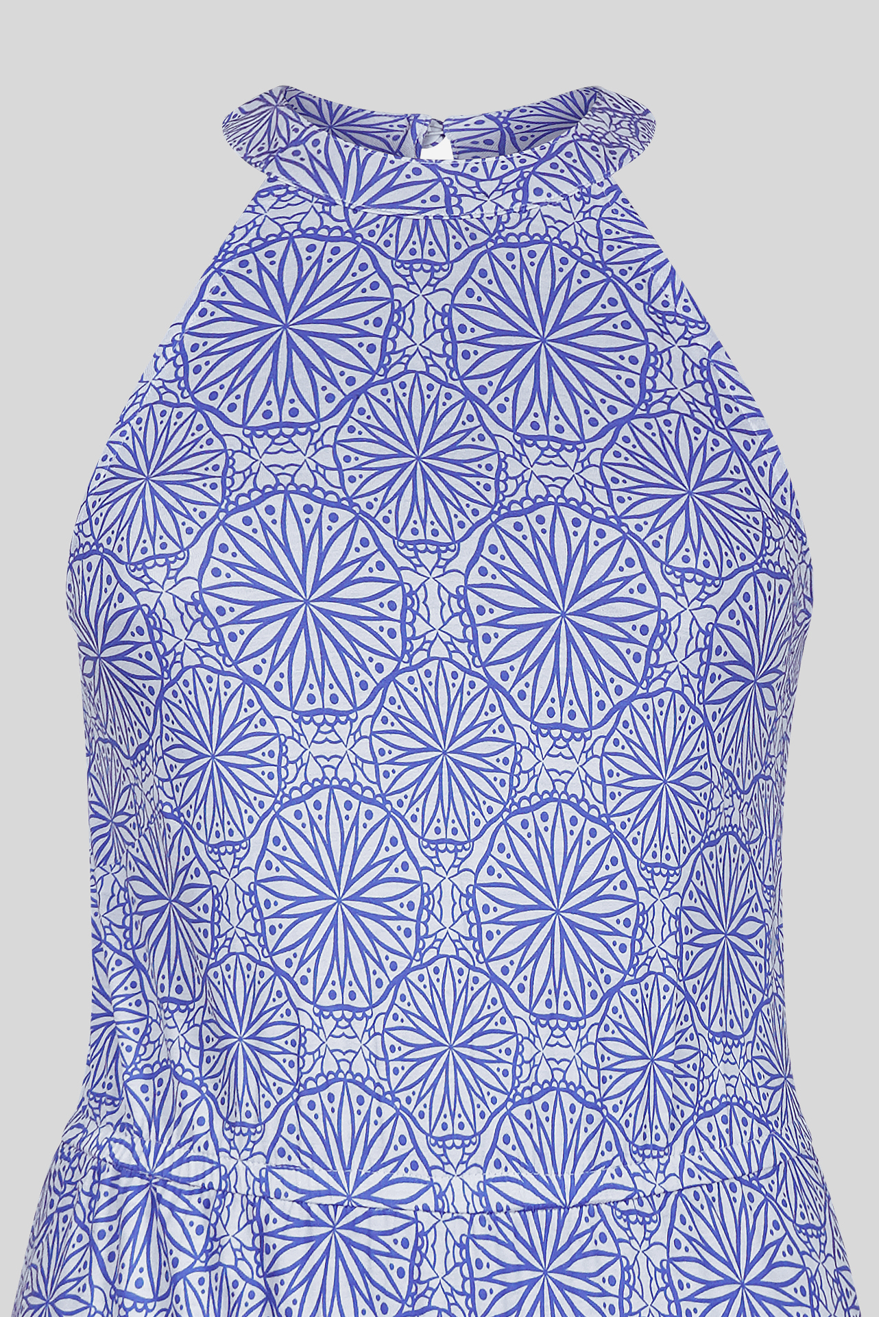 Tiles Print Halter Neck Midi Jersey Dress