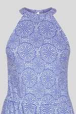 Tiles Print Halter Neck Midi Jersey Dress