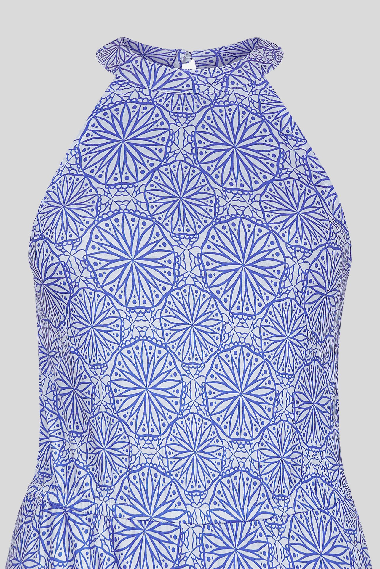 Tiles Print Halter Neck Midi Jersey Dress