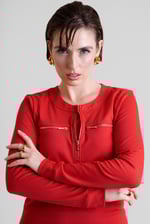 Women's Half Zip Mini Jersey Dress