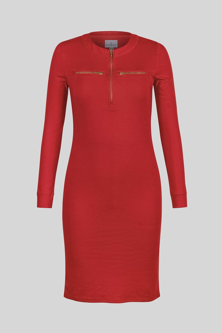 Women's Half Zip Mini Jersey Dress