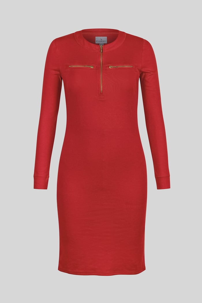Women's Half Zip Mini Jersey Dress