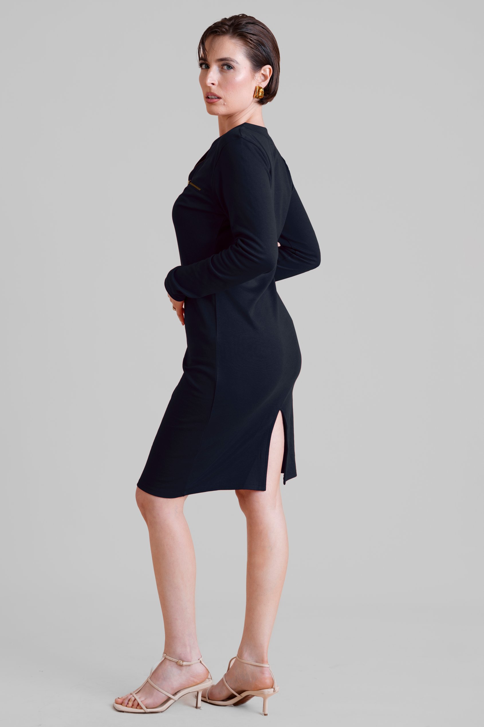 Women's Half Zip Mini Jersey Dress