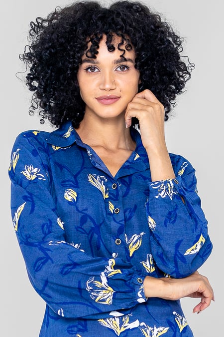 Navy Floral Shirt Dress