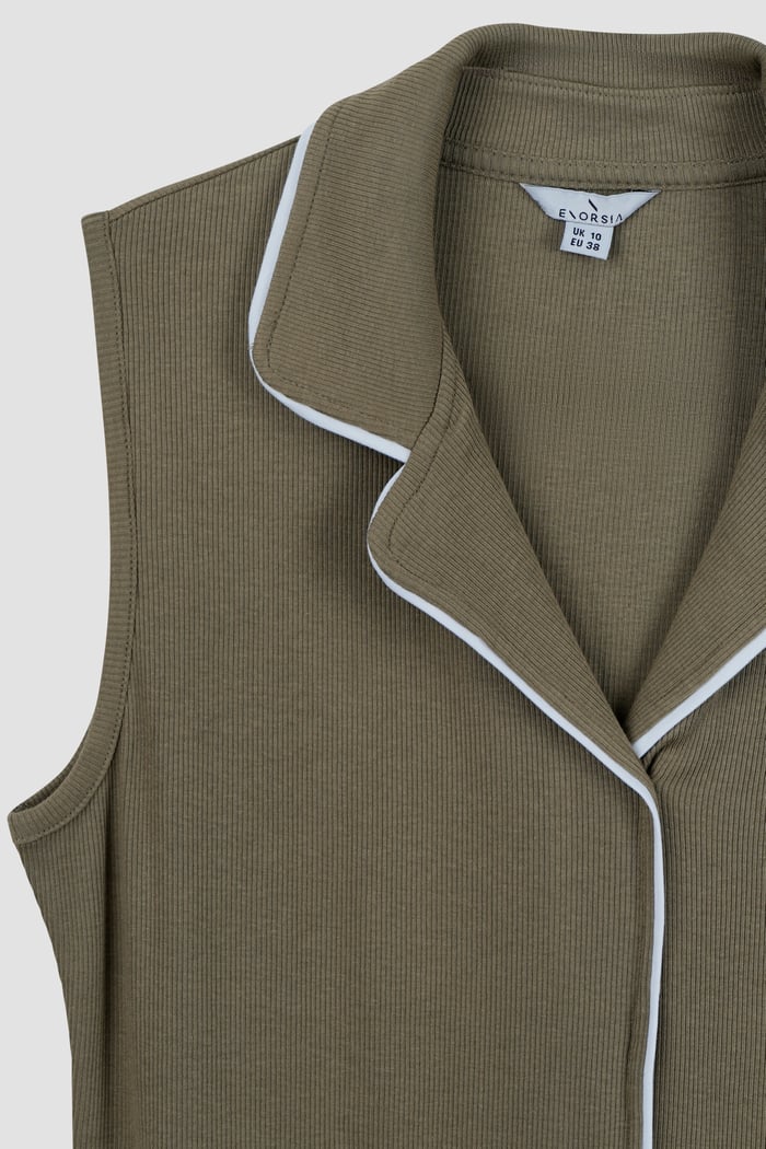 Brooke Sleeveless Contrast Rib Jersey Dress