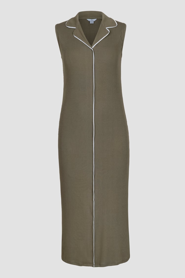 Brooke Sleeveless Contrast Rib Jersey Dress