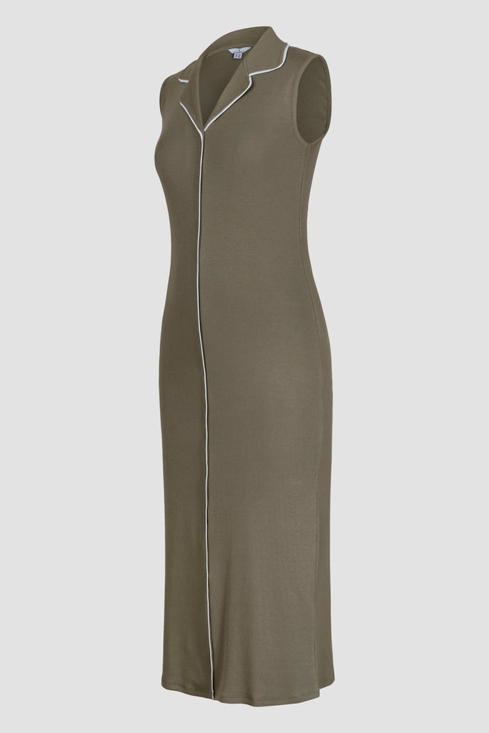 Brooke Sleeveless Contrast Rib Jersey Dress