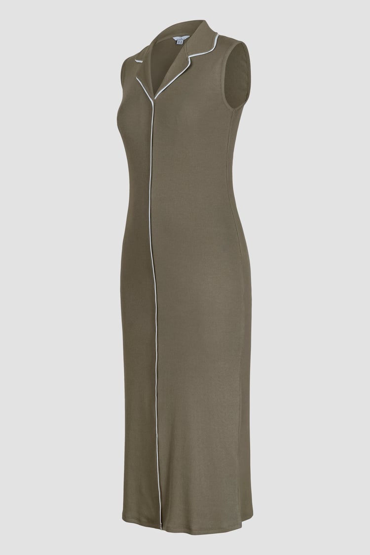 Brooke Sleeveless Contrast Rib Jersey Dress