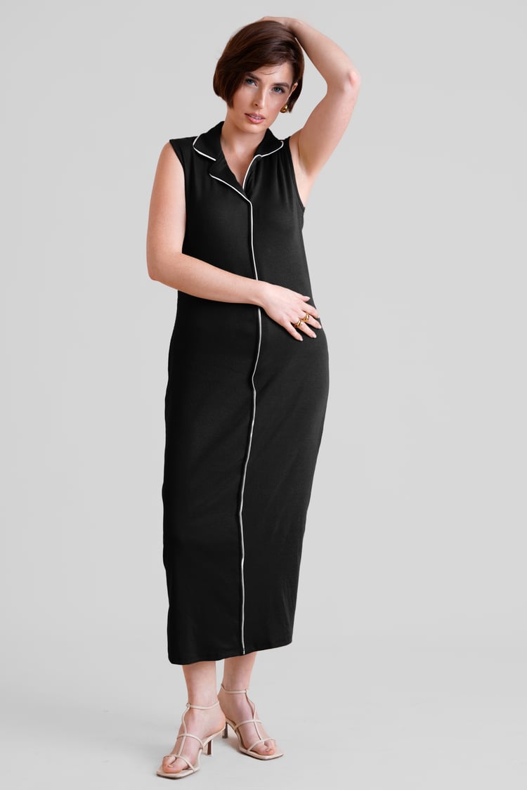 Brooke Sleeveless Contrast Rib Jersey Dress