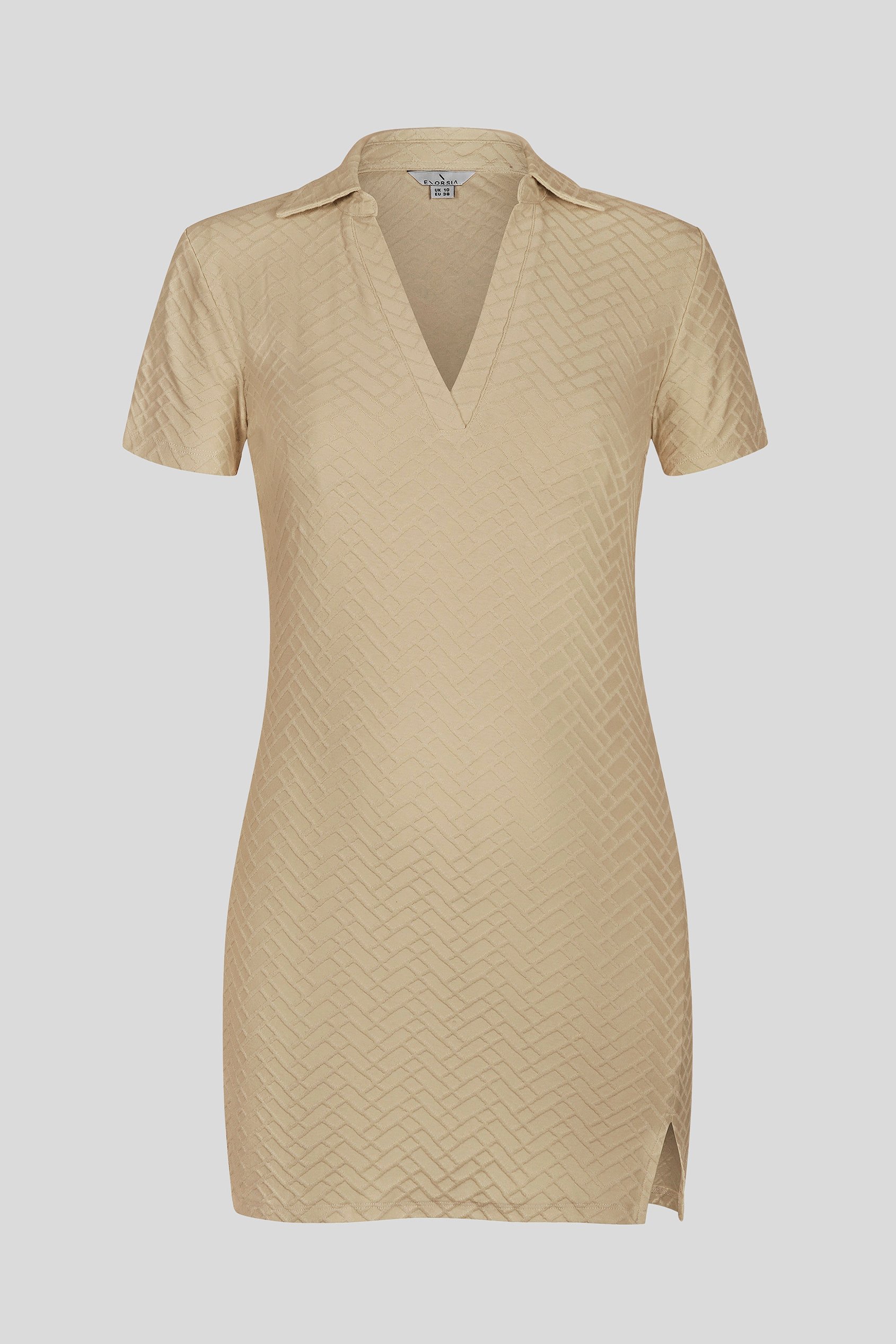 Deep V-Neck Polo Collar Mini Dress