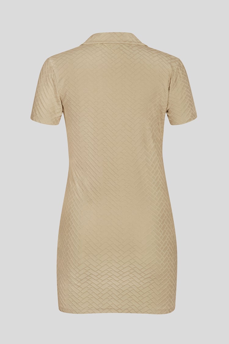 Deep V-Neck Polo Collar Mini Dress