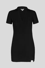 Deep V-Neck Polo Collar Mini Dress