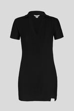 Deep V-Neck Polo Collar Mini Dress