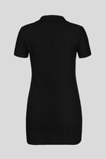 Deep V-Neck Polo Collar Mini Dress