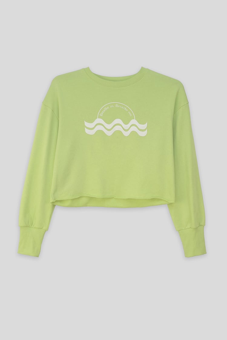 Raw Edge Chest Print Sweatshirt