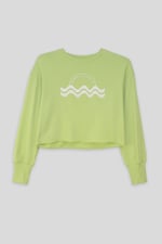 Raw Edge Chest Print Sweatshirt