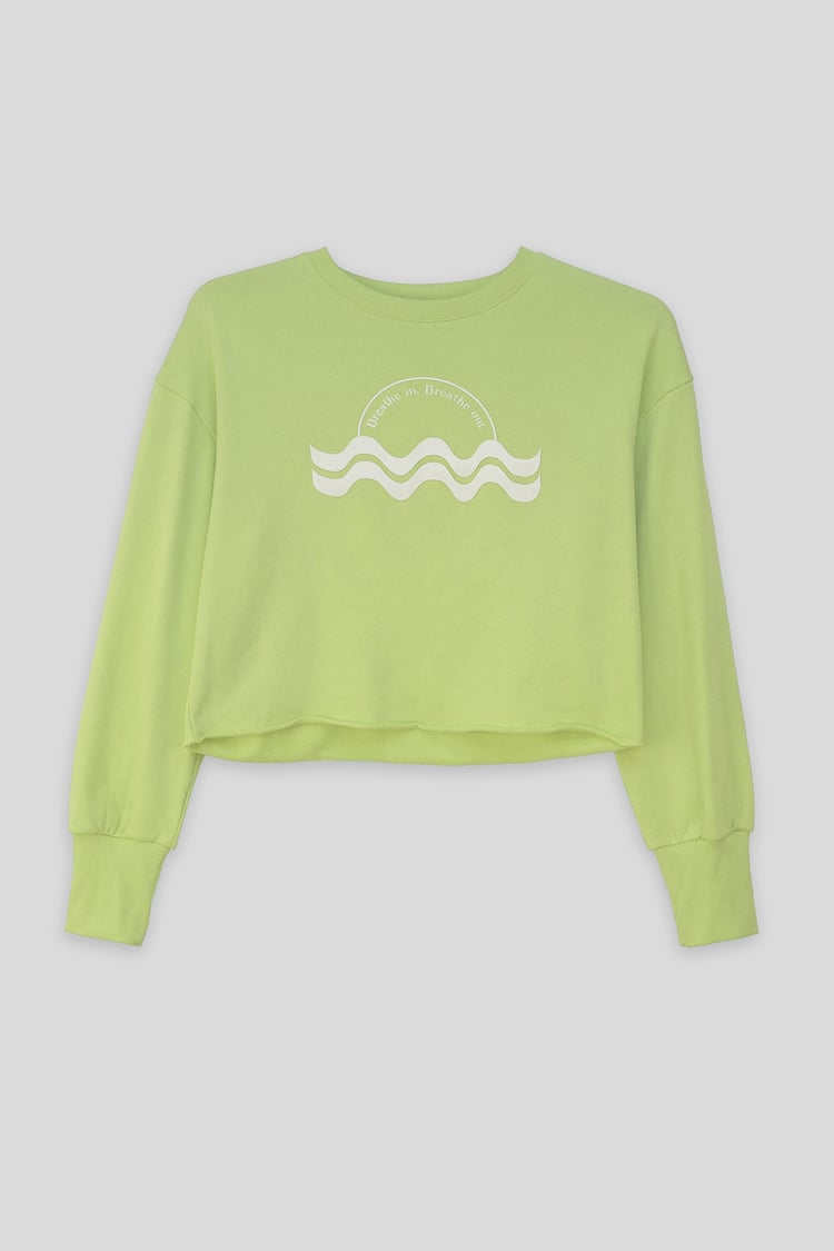 Raw Edge Chest Print Sweatshirt