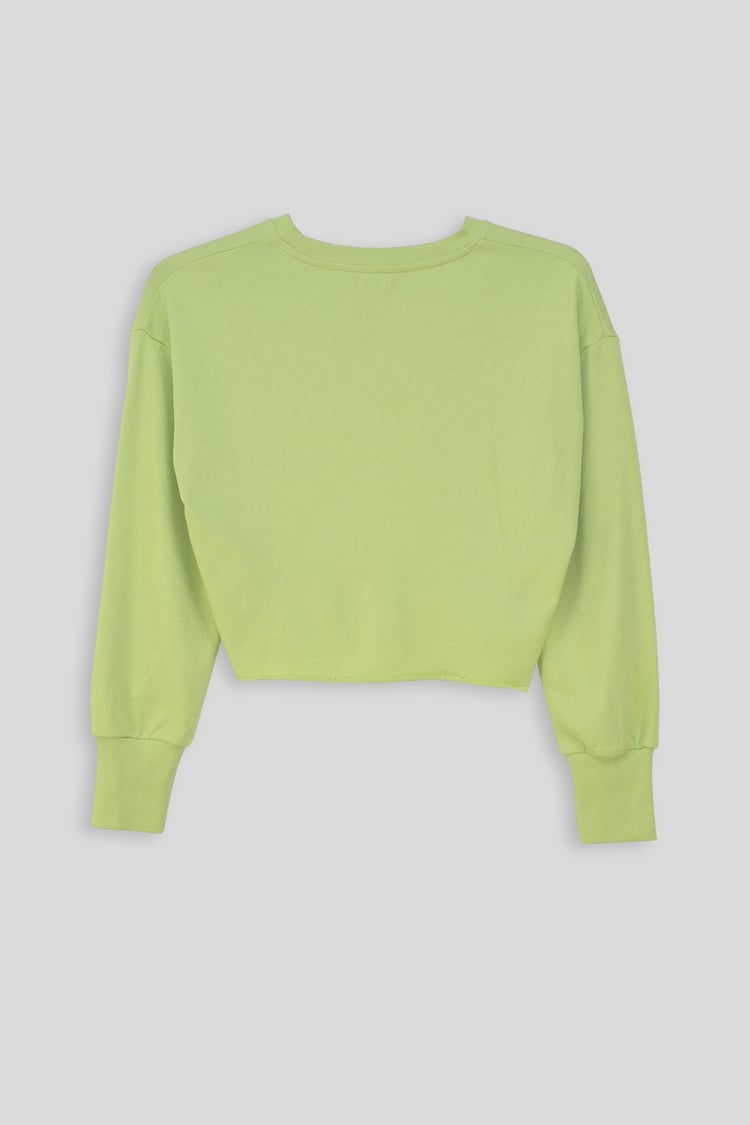 Raw Edge Chest Print Sweatshirt