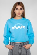 Raw Edge Chest Print Sweatshirt