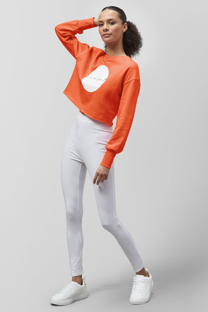 Raw Edge Chest Print Sweatshirt