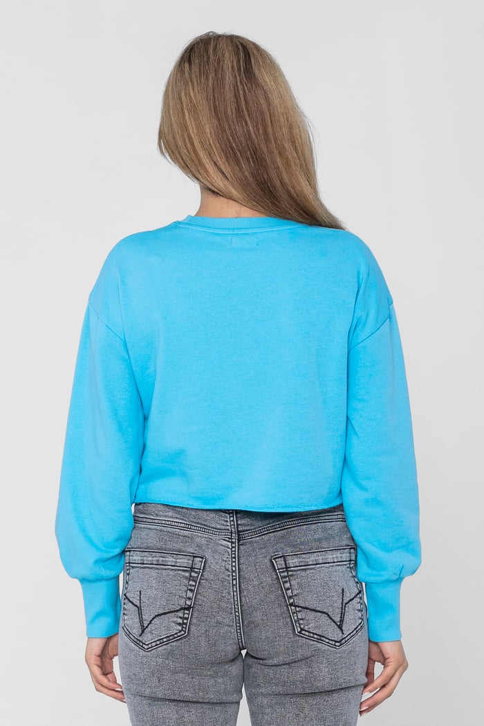 Raw Edge Chest Print Sweatshirt