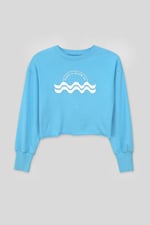 Raw Edge Chest Print Sweatshirt