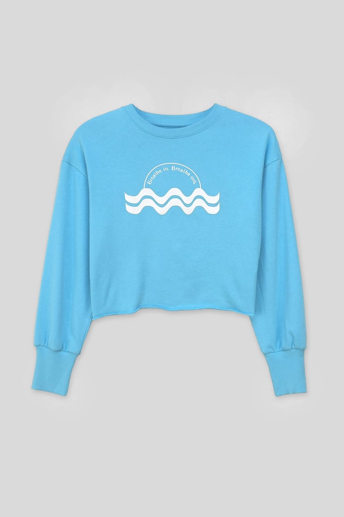 Raw Edge Chest Print Sweatshirt