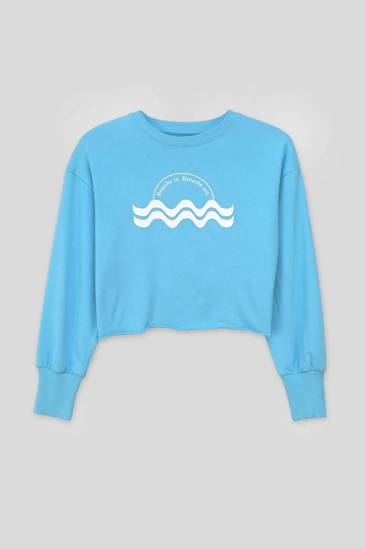 Raw Edge Chest Print Sweatshirt