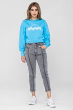 Raw Edge Chest Print Sweatshirt