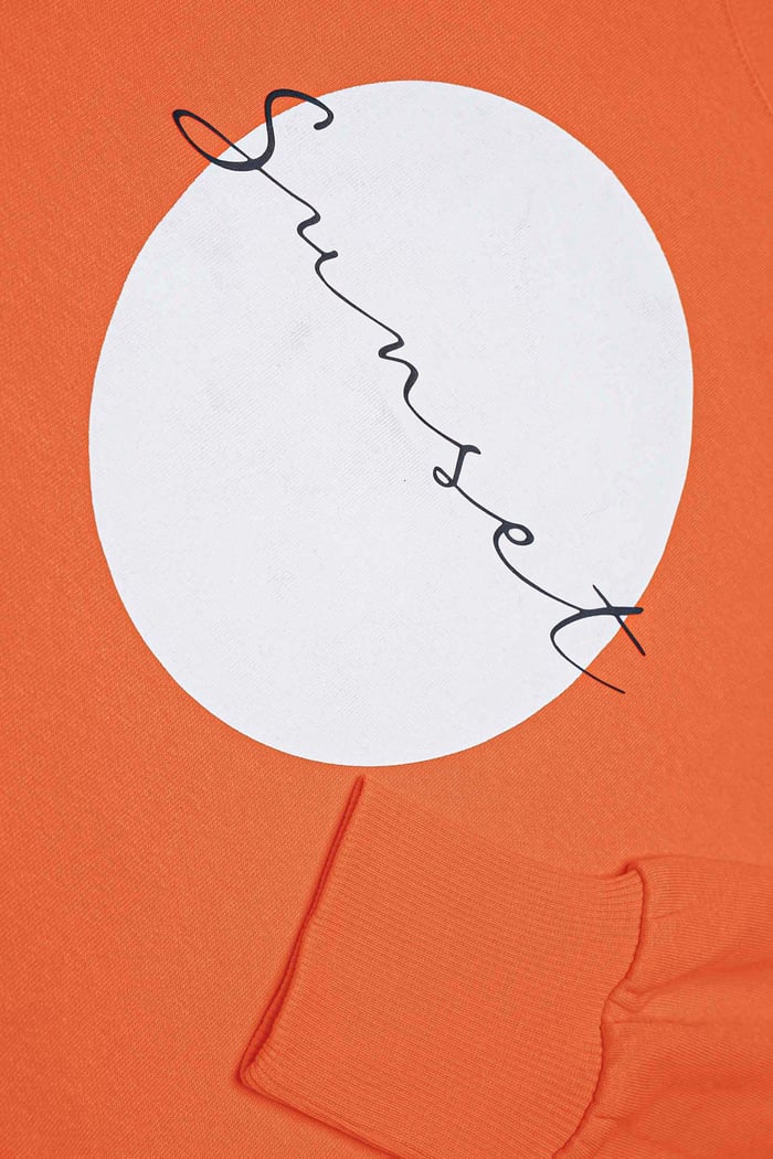 Raw Edge Chest Print Sweatshirt