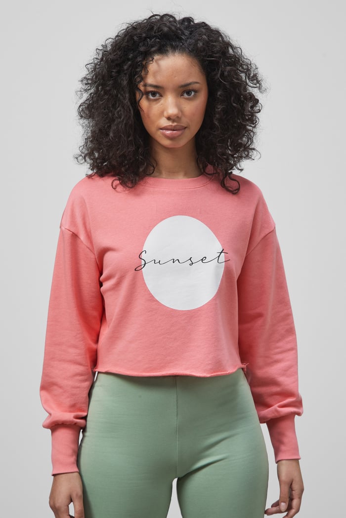 Raw Edge Chest Print Sweatshirt