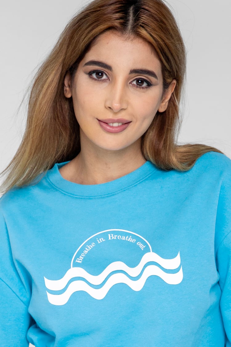 Raw Edge Chest Print Sweatshirt