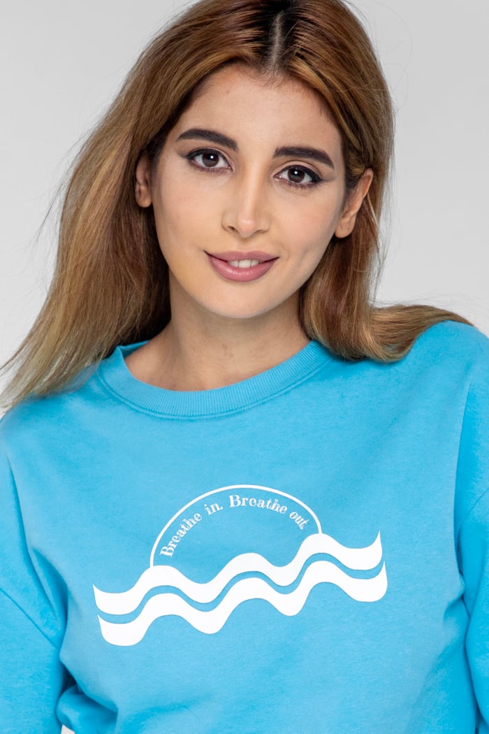 Raw Edge Chest Print Sweatshirt