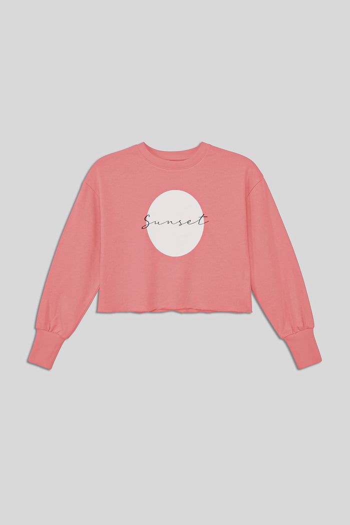 Raw Edge Chest Print Sweatshirt