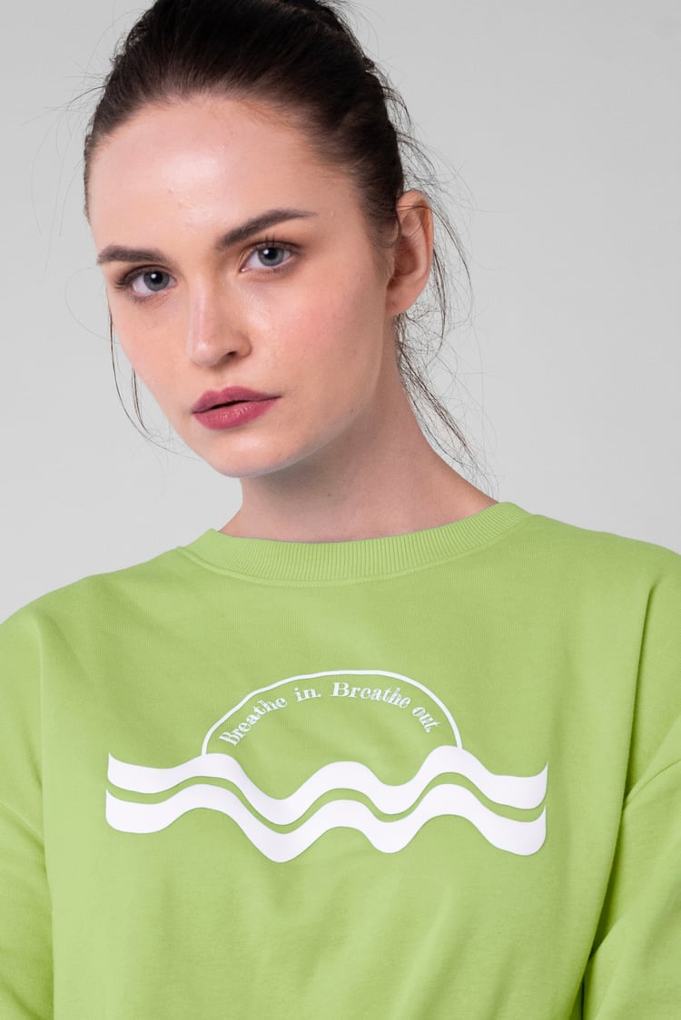 Raw Edge Chest Print Sweatshirt