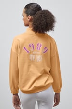Half Zip High Neck Embroidery Sweatshirt