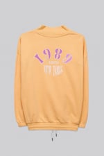 Half Zip High Neck Embroidery Sweatshirt