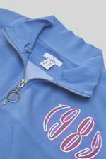 Half Zip High Neck Embroidery Sweatshirt