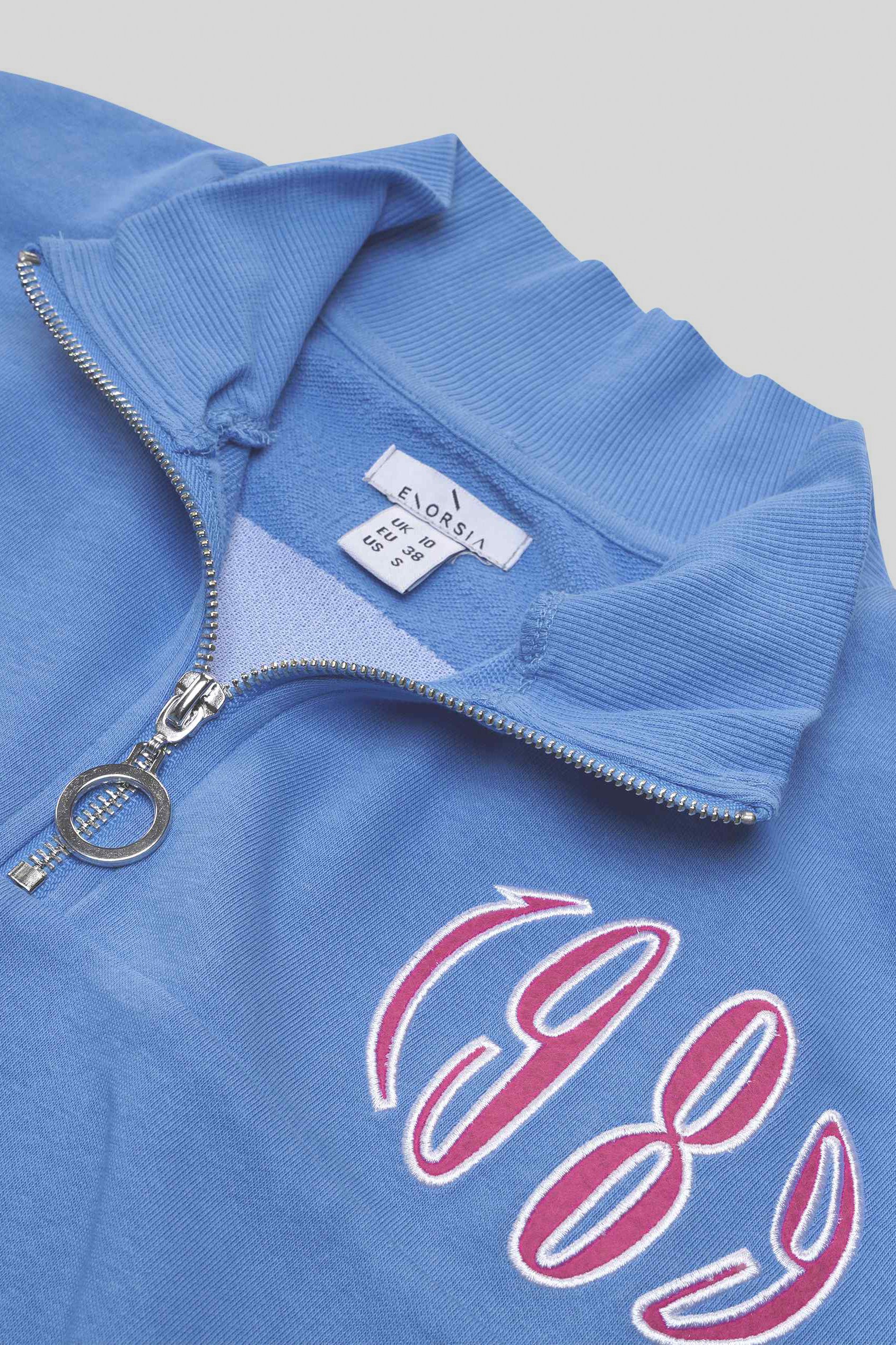 Half Zip High Neck Embroidery Sweatshirt