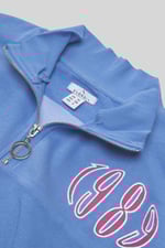 Half Zip High Neck Embroidery Sweatshirt