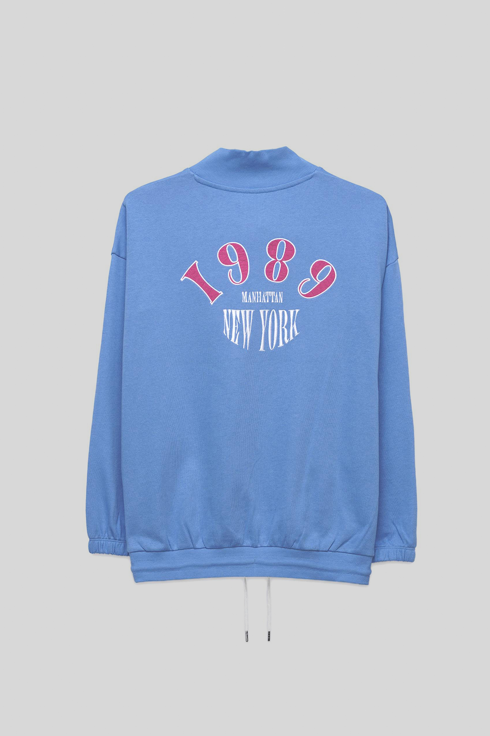 Half Zip High Neck Embroidery Sweatshirt