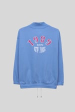 Half Zip High Neck Embroidery Sweatshirt