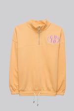 Half Zip High Neck Embroidery Sweatshirt