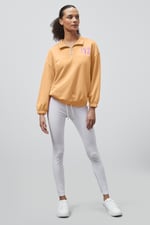 Half Zip High Neck Embroidery Sweatshirt