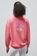 Half Zip High Neck Embroidery Sweatshirt